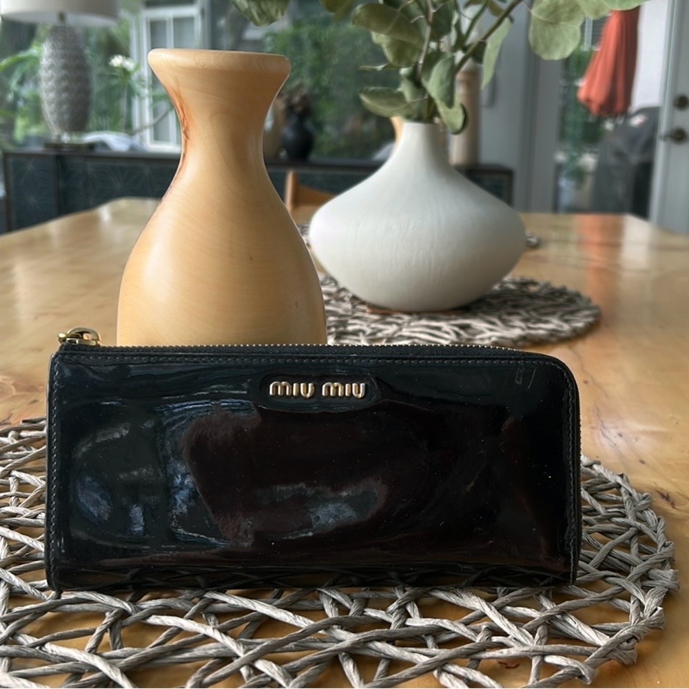 Miu Miu Black Patent Leather Wallet